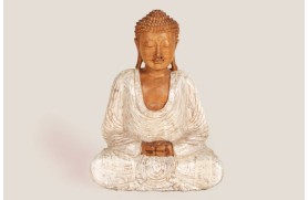 Bouddha blanc méditant