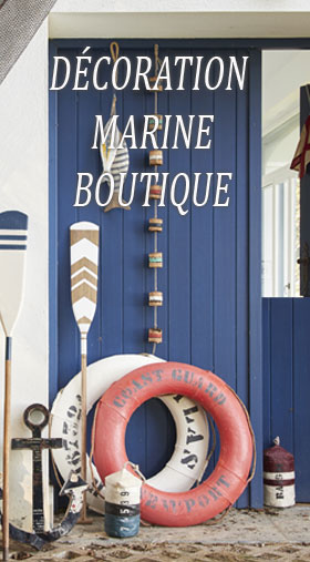 Coussin bouée bateau bleu et blanc pour une déco côte mer